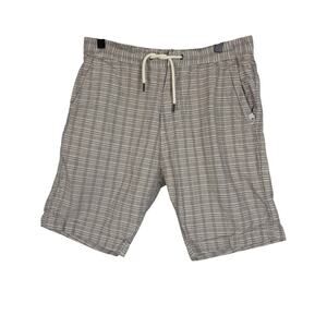 QUIKSILVER Tapered Fit Shorts Mens Brown Plaid Medium 100% Organic Cotton India